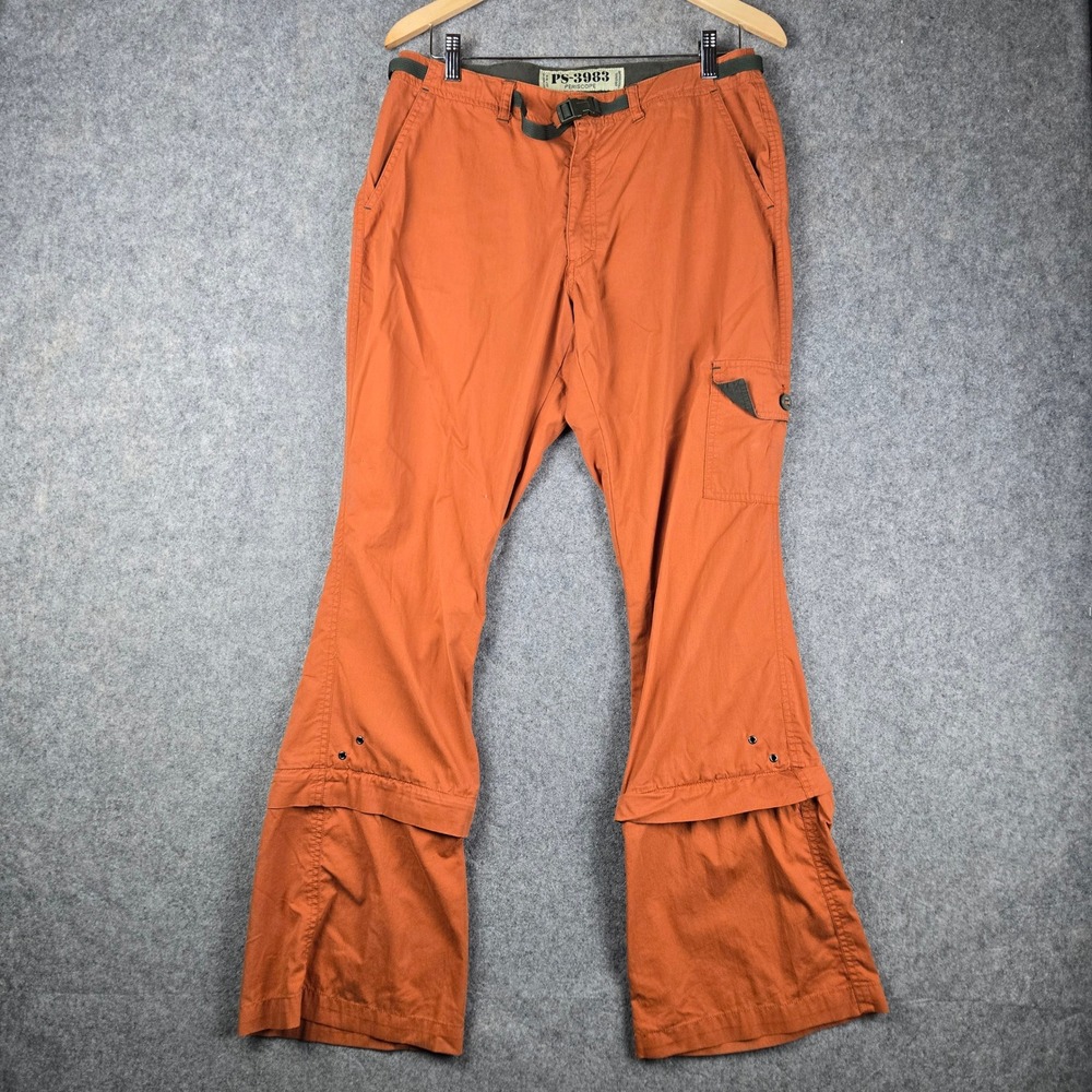 Periscope Rave Pants Womens 32 Orange Cargo Convertible Gorpcore Utility Y2K